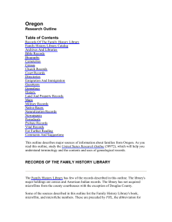 Oregon Research Outline