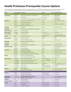 Health Profession Prerequisite Course Options