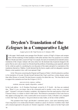 Dryden`s Translation of the Eclogues in a Comparative Light