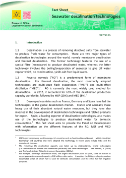 Seawater desalination technologies