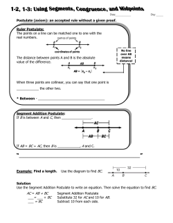 Postulate (axiom): an accepted rule without a given proof. Ruler
