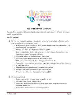 Pre and Post Visit Materials for CSI
