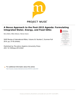 A Nexus Approach to the Post-2015 Agenda