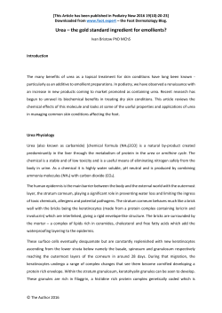 Urea &ndash; the gold standard ingredient for emollients?