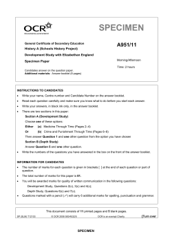 Development study with Elizabethan England - Specimen
