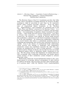 191 Article I &mdash; Elections Clause &mdash; Legislative Control of Redistricting