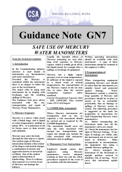 Safe Use of Mercury Water Manometers