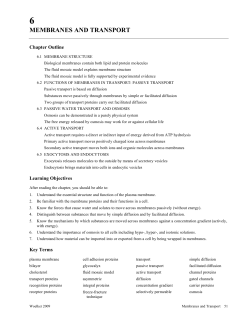 MEMBRANES AND TRANSPORT