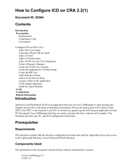 How to Configure ICD on CRA 2.2(1)