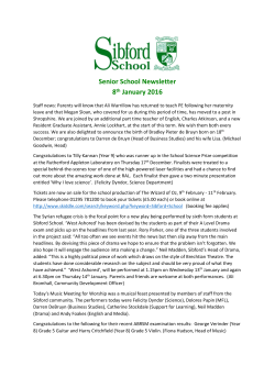 Senior School Newsletter 8th January 2016