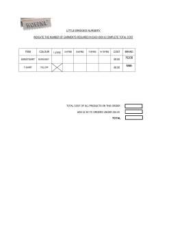 INDICATE THE NUMBER OF GARMENTS REQUIRED IN EACH