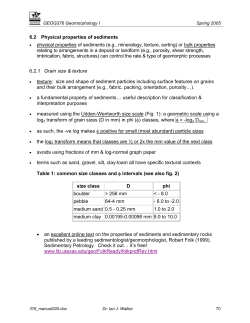 6.2 Physical properties of sediments &bull; physical properties of