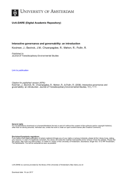 Interactive governance and governability - UvA-DARE