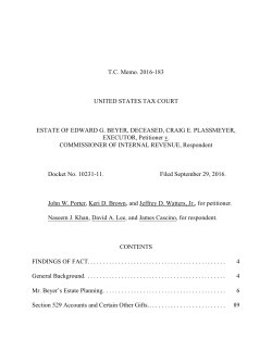 T.C. Memo. 2016-183 UNITED STATES TAX COURT ESTATE OF