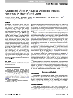 Cavitational Effects in Aqueous Endodontic Irrigants Generated by