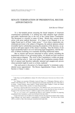 Senate Termination of Presidential Recess Appointments