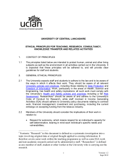 Ethical Principles for Teaching, Research, Consultancy