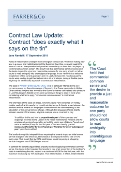 Contract Law Update: Contract "does exactly what it says on the tin"