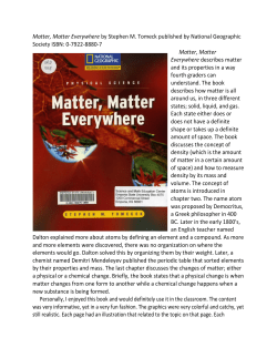 Matter, Matter Everywhere by Stephen M. Tomeck