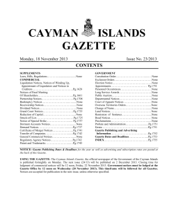 Gazette Issue 23 - Cayman Islands Government