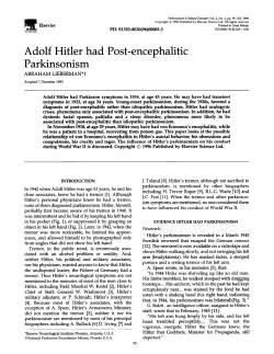 Adolf Hitler had Post-encephalitic Parkinsonism