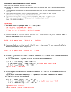 Extra Practice with Answers for Empirical and Molecular Formulas