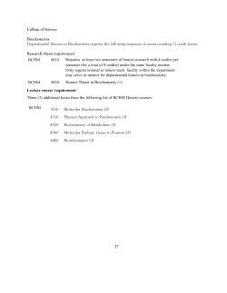 College of Science Biochemistry Departmental Honors in