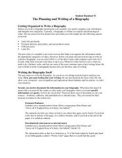 The Planning and Writing of a Biography