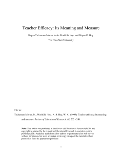 Teacher Efficacy: Its Meaning and Measure