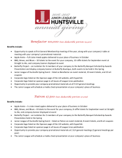 Benefits include - Junior League of Huntsville