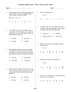 McCloskey Middle School - Grade 6 Summer Math Packet Name