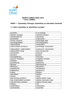 Drafft cyntaf i`w drafod yn unig