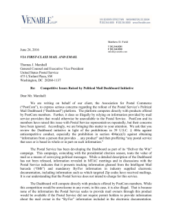 June 24, 2016 VIA FIRST-CLASS MAIL AND EMAIL Thomas J