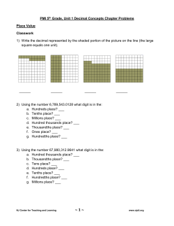PMI 5th Grade, Unit 1 Decimal Concepts Chapter Problems Place