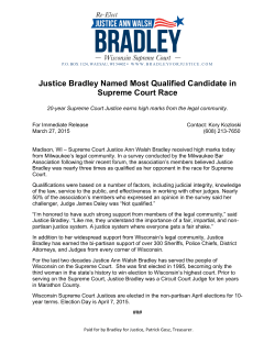Justice Bradley Named Most Qualified Candidate in Supreme Court
