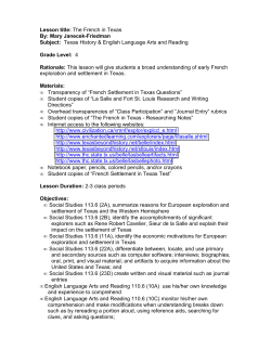 Lesson title: The French in Texas