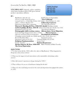 Chapter 24: The New Era 1920-1929 VOCABULARY: oligopoly