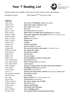 Year 7 Reading List - The Camden School for Girls