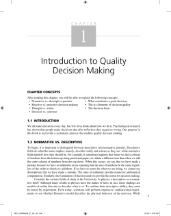 Introduction to Quality Decision Making
