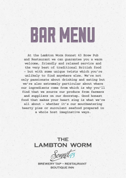 At the Lambton Worm Sonnet 43 Brew Pub and Restaurant we can