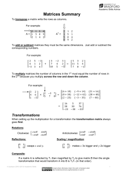 Matrices Summary