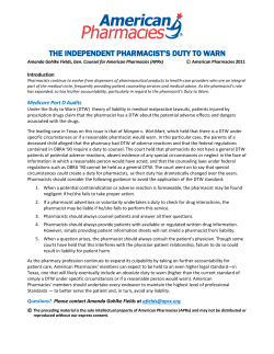 the independent pharmacist`s duty to warn