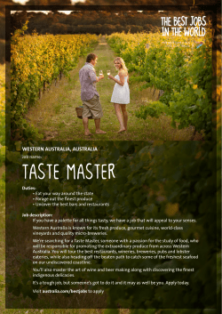 Taste Master job description - Tourism Australia
