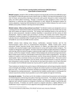 1 Measuring Early Learning Quality and Outcomes (MELQO