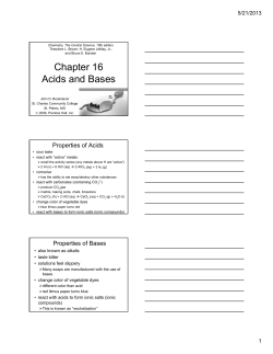 Chapter 16 Acids and Bases