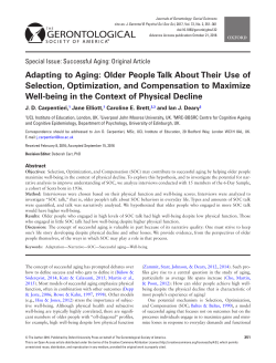 Adapting to Aging: Older People Talk About Their Use of Selection
