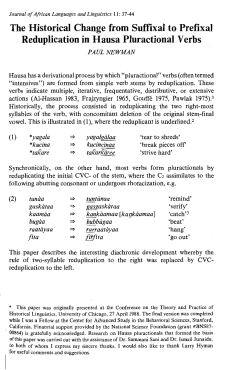 The Historical Change from Suffixal to Prefixal