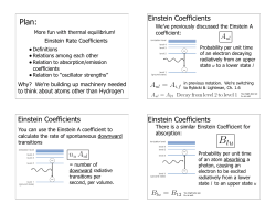 Einstein Coefficients Einstein Coefficients Einstein Coefficients