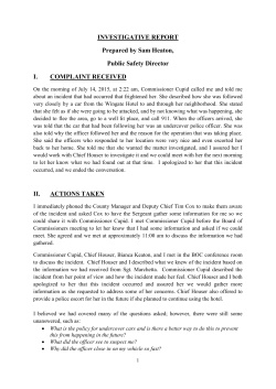 Commissioner`s Investigative Report