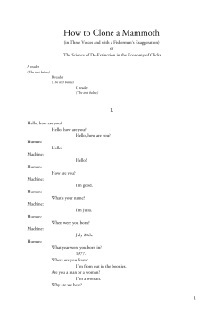 How to Clone a Mammoth, the script